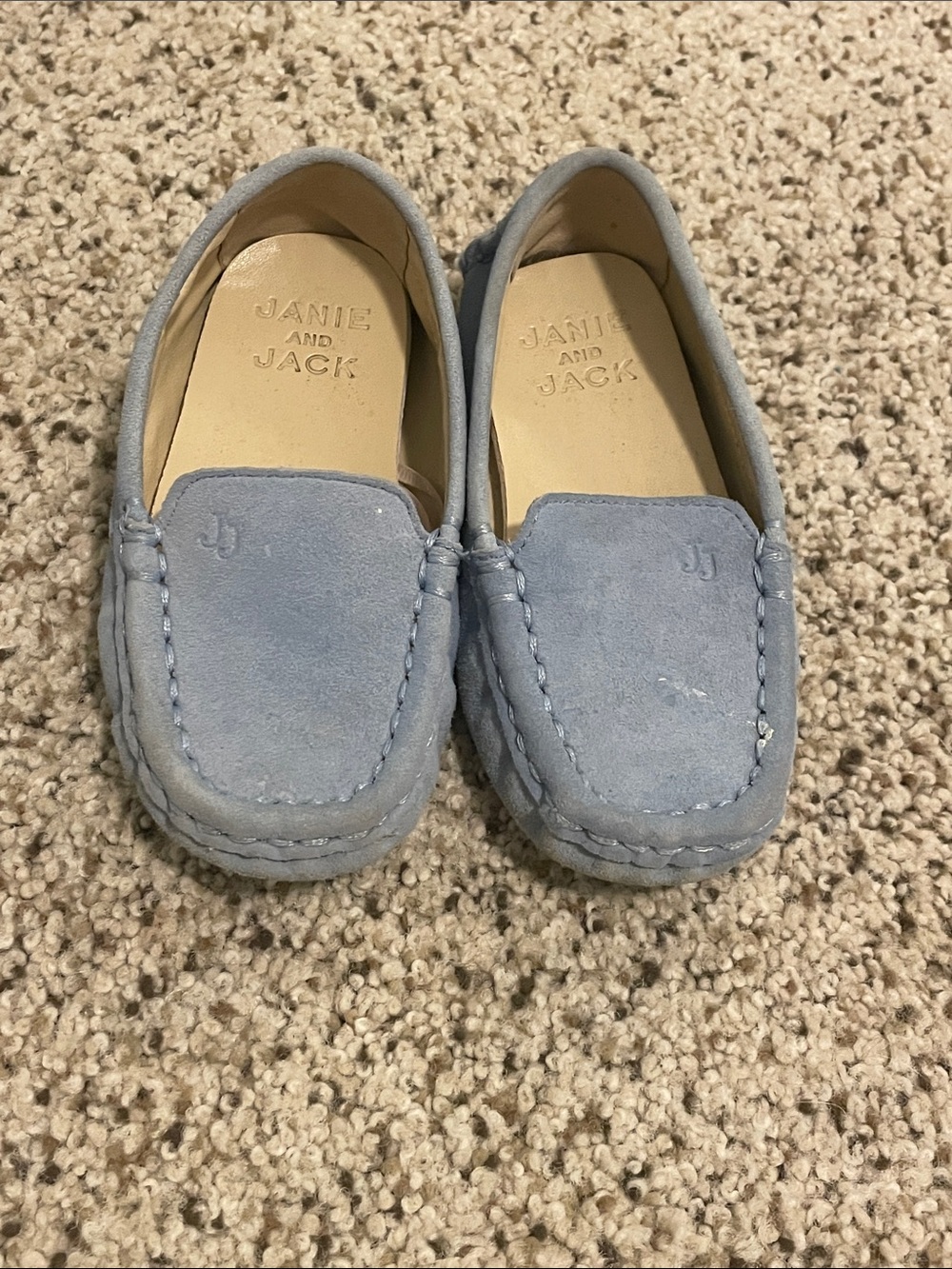 Janie and Jack Light Blue Suede Moccasins for Kids